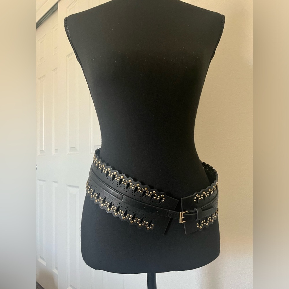 Black & Gold Studded Chain Waist Belt | Adjustable Dress Belt | Never Worn - Picture 2 of 12